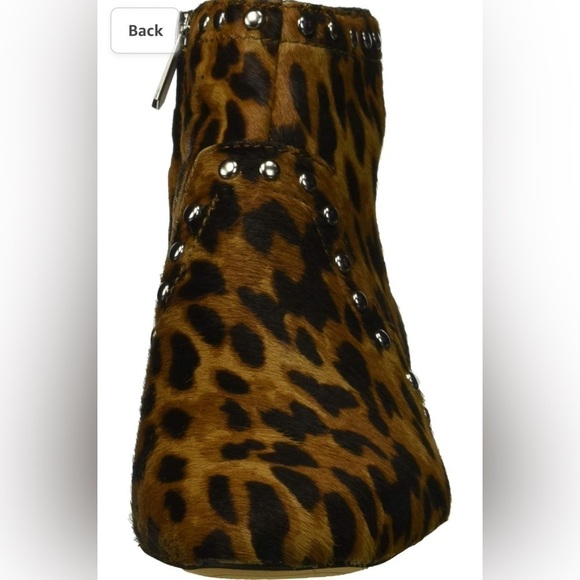 SAME EDELMAN CHEETAH LORIN CALF HAIR LEATHER STUDDED ANKLE BOOTIES - Picture 3 of 10